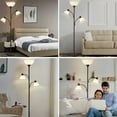 thumbnail image 6 of NATYSWAN Torchiere Floor Lamps for Living Room with 2 Reading Lamps, Modern Tall Standing Lamps, Industrial Bright Floor Lamp for Bedroom, Office, Dresser, 3 LED Bulbs Included, 6 of 8