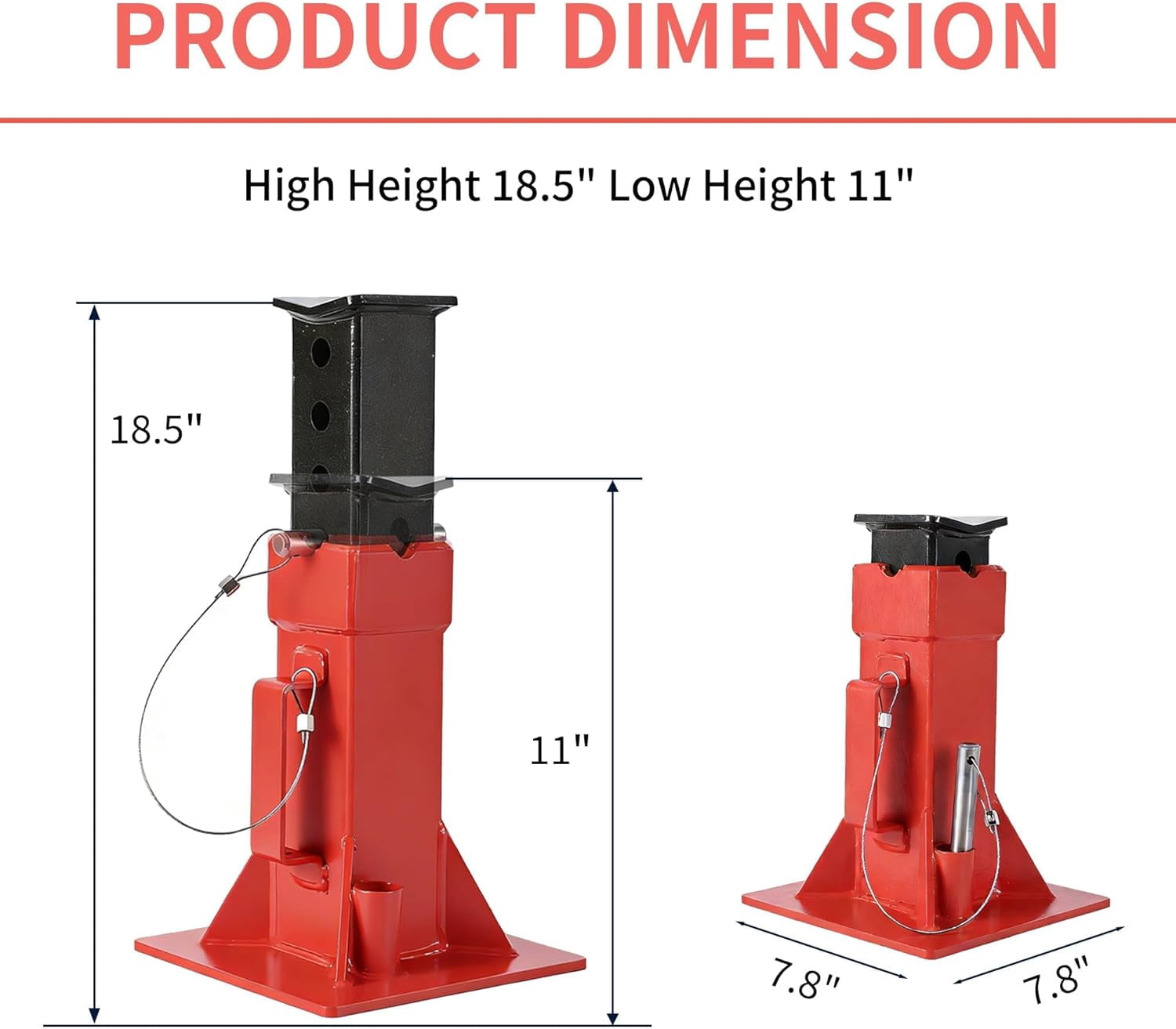 QinaQin 2 PC 12 Ton Pin Type Car Jack Stands,Professional Heavy Duty Pin-Style Supports with Quick-Release Locking for Trucks,RVs,Red