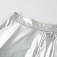 thumbnail image 6 of Daolelai Women's Silver Shiny Leather High Waist Slit Skirt, 6 of 9