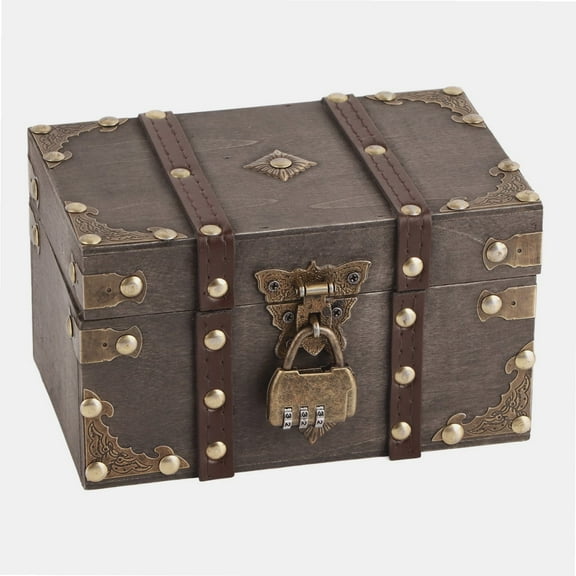 Vintage Wooden Boxes With Lock, Decorative Wooden Storage Box Treasure Jewelry Chest, Decorative Small Wood Box Chest Case Holder Organizer for Jewelry Storage