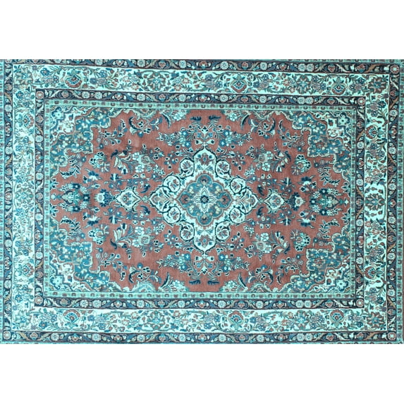Ahgly Company Indoor Rectangle Persian Light Blue Traditional Area Rugs, 3' x 5'