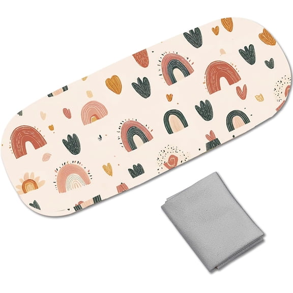 Boho Hard Shell Eyeglasses Case Leather Sunglasses Case Portable Slim Glasses Case Clamshell Protective Case Holder Pouch Cover with Cleaning Cloth