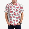 thumbnail image 3 of Balery Watermelon Printed Men’s Short Sleeve Polo Shirt, Midweight Men's Shirt,Golf Polo shirts -X-Large, 3 of 9