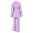 thumbnail image 4 of Txlixc Traje de pijama para mujeres, portátil de manga larga de color sólido + pantalones sueltos + cinturón Txlixc moda, 4 of 9