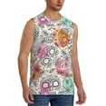 thumbnail image 2 of Fotbe Men's Skull and Flowers Print Men's Sleeveless Muscle Tank Tops Casual T-Shirts for Gym Workout Beach-Large, 2 of 8