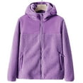 thumbnail image 2 of Women's Fall Winter Sherpa Fleece Jacket Casual Fuzzy Coat with Pockets Purple 4XL, 2 of 6