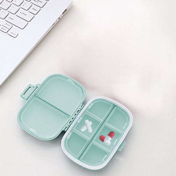 Portable Daily Pill Organizer 8 Compartment Travel Container 4.3 Inch Pocket Case To Hold Supplements