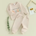 thumbnail image 2 of Bagilaanoe 2PCS Toddler Baby Girl Pants Set Letter Print Long Sleeve Sweatshirt Pullover Tops + Drawstring Sweatpants 3M 6M 12M 18M 24M 3T Kids Casual Sweatsuits, 2 of 9