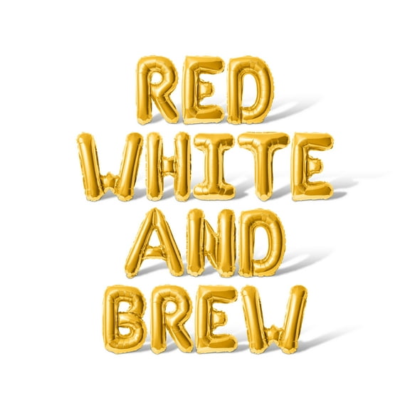 Letter Balloons - RED WHITE AND BREW 16" Inch Alphabet Letters Foil Mylar Balloon 4th of July Party Banner (Gold)