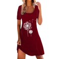 thumbnail image 1 of B91xZ Robes d'Été pour Femmes 2024 Robe Décontractée à Manches Courtes Col Rond Taille Haute Fluide Maxi Robes à Volants, Vin TTG, 1 of 4