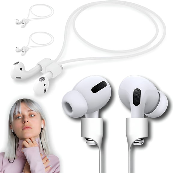 GJX Ultra Strong Magnetic Airpod Pro Strap Anti-Lost Cord Sports Lanyard Compatible with Airpods (3 White)