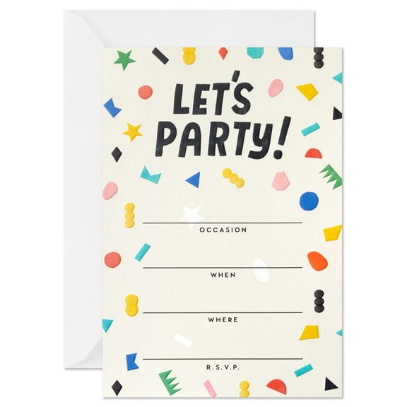 Hallmark Multicolored Blank Printed Invitation Set, Paper Cutout Confetti, 20 Ct.