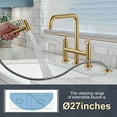 thumbnail image 3 of WOWOW Brass Double Handle Bridge Kitchen Faucet, Deck Mount Kitchen Sink Faucet with Side Sprayer, 3 of 8
