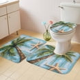 thumbnail image 4 of Palm Leaves Starfish Bathroom Rugs Set Tropical Coconut Tree Non Slip Absorbent Soft Bath Mats 3 Piece Set with Bathroom Rug, U-Shaped Floor Mat, Toilet Seat Cover Large Size, 4 of 9