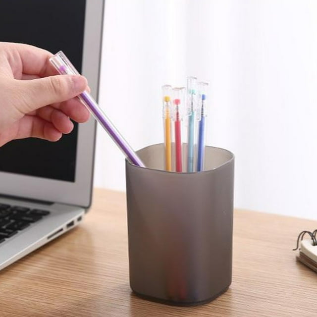 TIMIFIS Frosted Transparent Pen Holder Frosted Desktop Transparent Pen Cup Suitable for Office Desk Cute Office Desk Stationery Storage Box Makeup Brush Pen Cup Office Desk Accessories
