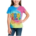 thumbnail image 3 of Blusas y camisas de manga corta con cuello redondo Camiseta estampada de manga corta para niños Cuello redondo Media manga Casual Versátil Top de poliéster para niñas, 3 of 5