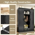 thumbnail image 6 of Hall Tree with Bench, Modern Entryway Storage Cabinet with 3 Hooks, 4 Doors & 1 Drawer, Large 85.2" Hallway Organizer for Shoes and Coats, Black, 6 of 8