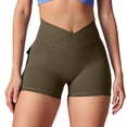 thumbnail image 6 of Women's High-Waisted Scrunch Butt Shorts with Side Pockets and Stretchy Waistband, Buttery Soft Fabric for All Day Comfort Army Green L, 6 of 6