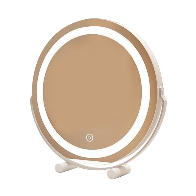 Riforla Coiffeuse avec Lumières Modes d'Éclairage de Maquillage à DEL avec Grossissement Rotation à 360° Maquillage Rond Éclairé pour Chambre Miroir de Maquillage de Table Blanc