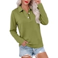 thumbnail image 2 of Polo Shirts for Women Long Sleeve Collared Button Golf Work Cute Summer Tops | Lightweight, Quick Dry, Three Quarter Length, Solid Color, Loose Fit, Beach, Workout, Athletic, Walking ,Holiday,M, 2 of 5