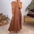 thumbnail image 2 of Nxznwn Womens Dress Summer Cap Short Sleeve Maxi Dress 2024 Pleated Casual Loose Long Dresses with Pockets, 2 of 6