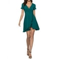 thumbnail image 5 of HUBERY Women Deep V Neck Ruffle Short Sleeve Mini Dress, 5 of 7