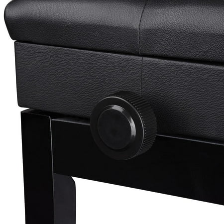 Yescom Black Adjustable Height Piano Bench PU Leather Padded Keyboard Storage Seat