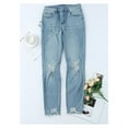 thumbnail image 4 of HOTAPEI Womens Straight Jeans Mid Rise Stretch Ripped Skinny Jeans Juniors Destroyed Jeans Denim Pants, 4 of 6