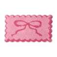 thumbnail image 5 of Bow-Shaped Bath Mat, Cute Scalloped Non-Slip Rug, Super Absorbent Microfiber Bathroom Carpet for Soft Comfort Underfoot, Plush Velvet Bow, Machine Washable, Pink, 5 of 5