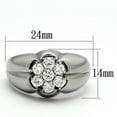 thumbnail image 2 of Mens Ring Diamond Flower Stainless Steel Ring with AAA Grade CZ in Clear, 2 of 7