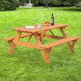 thumbnail image 4 of A-Frame Outdoor Patio Deck Garden Picnic Table, Stained, 4 of 9