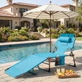 thumbnail image 2 of Gymax Tanning Chair w/ Face & Arm Holes Folding Chaise Lounge Beach Chair w/ Adjustable Backrest Turquoise, 2 of 9
