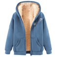 thumbnail image 2 of Xdegoge Sherpa Lined Fleece Jacket Women Cold Weather Winter Fashion Clothes Fuzzy Comfy Plus Size Graphic Hoodies Thermal Warm Cozy Long Sleeve Hooded Full Zip Coats with Pockets, 2 of 4