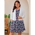 thumbnail image 6 of SHOWMALL Women's Plus Size Sleeveless Dress with Pockets, Pleated Chest Summer Sundress, Tricolor Blossoms 3X Soft Breathable Tank Dress for Beach & Vacation, 6 of 7