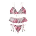 thumbnail image 2 of Fengqque 3Pcs Sexy Women's Pajamas Split Sexy Suit Underwear Sleepwear Set Lace Nightwear, 2 of 7