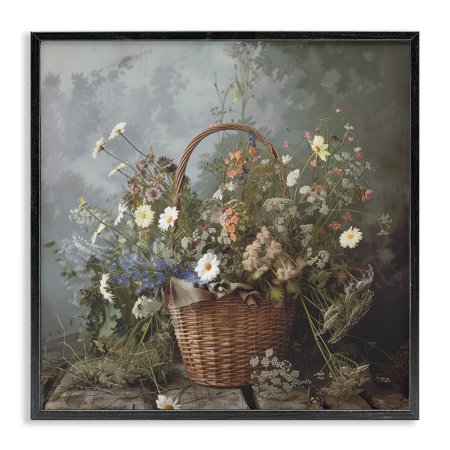 Stupell Industries Floral Basket Still Life Black Framed Giclee Art, design by Lazar Studio