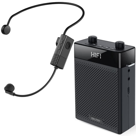 Delton A566 Portable Voice Amplifier, Hi-Fi Sound Quality, Ideal for Teachers, Tour Guides, Schools - Black