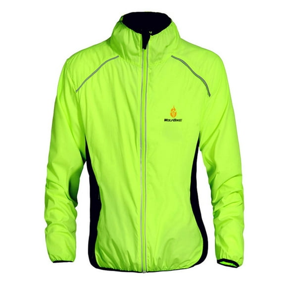 Cycling Jacket Waterproof Windproof Hiking Zipper Bike Clothes, Green, M