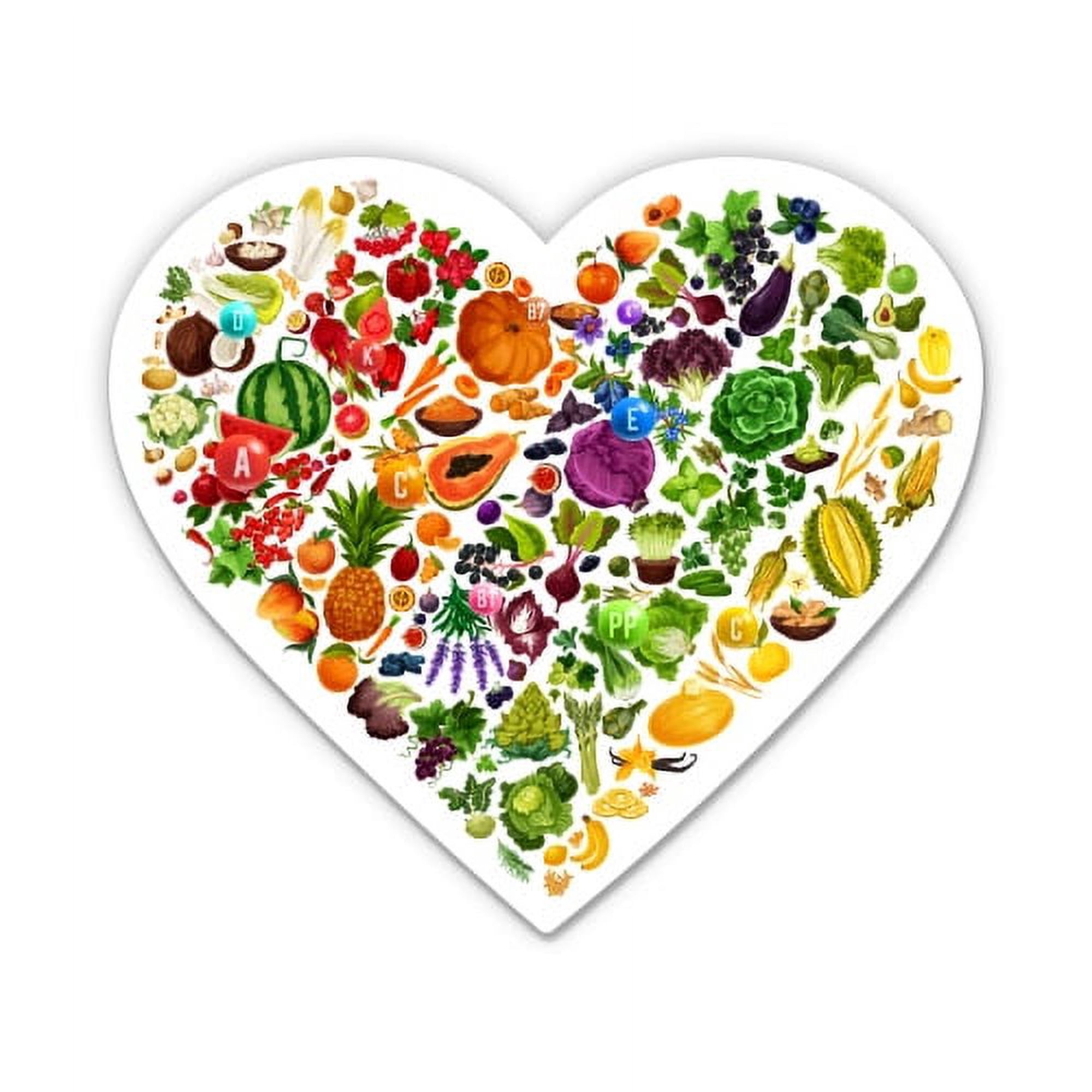 Fruits and Vegetables Colorful with Vitamins - 5 Vinyl Sticker - For Car Laptop I-Pad - Waterproof Decal