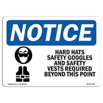 OSHA Notice Sign - Hard Hats Safety Goggles And | Plastic Sign | Protect Your Business Construction Site Warehouse & Shop Area |  Made in the USA