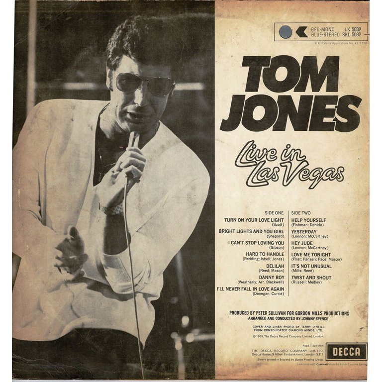 Tom Jones-Live in Las Vegas 1969 Original LP - Walmart.com