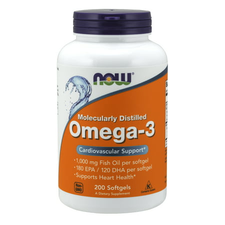 NOW Supplements, Omega-3, Molecularly Distilled, 200 (Best Omega 3 Supplement Brand For Pregnancy)