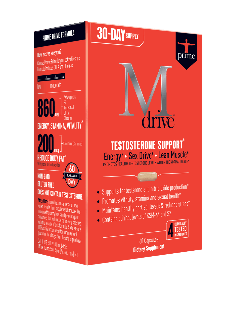 Mdrive Prime Testosterone Support for Men, Max Energy, Stress Relief and Lean Muscle, KSM66