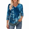 thumbnail image 3 of Ronuti 3/4 Length Sleeve Womens Tops Dressy Casual Blouses for Women 2025 Trendy V Neck T Shirts Fall Clothes, 3 of 9