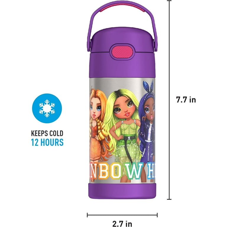 THERMOS - 12Oz Stainless Steel Insulated Straw Bottle, RAINBOW HIGH