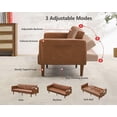 thumbnail image 3 of 75 in Futon Sofa Bed - Convertible Sleeper Sofa with Adjustable Backrest - Loveseat Small Sofa Bed with Side Pockets - Mid Century Modern Futon Couch - Brown PU Leather Couch for Living Room, 3 of 7
