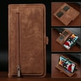 thumbnail image 1 of Allytech Case for Samsung Galaxy A33 5G,Retro Leather Magnetic Folio Flip Holder 9 ID Card Slots Multifunctional Zipper Wallet Phone Case,Brown, 1 of 13