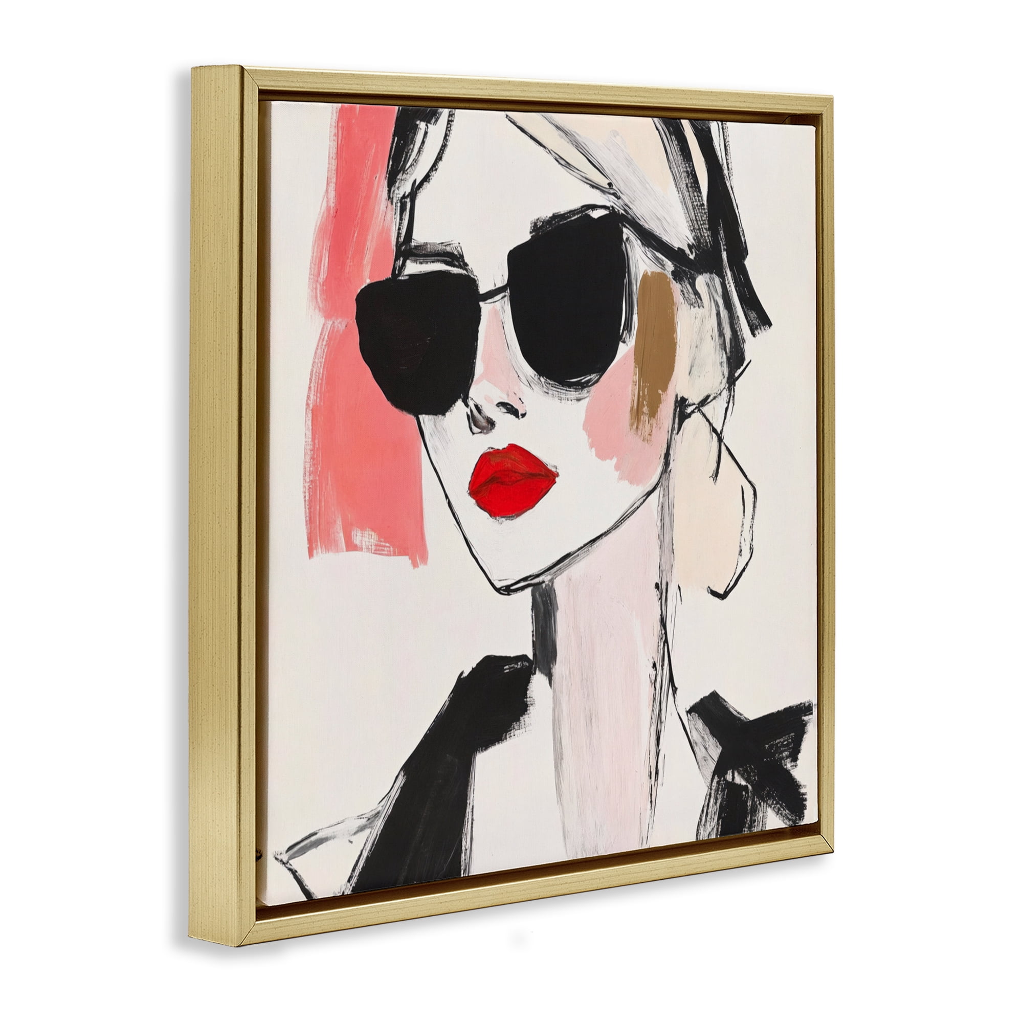 Stupell Industries Sassy Glamour Sketch Gold Framed Floater Canvas Wall Art, design by Andrea Haase