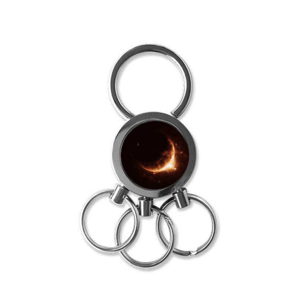 en shining universe illustration pattern stainless steel metal key holder chain ring keychain