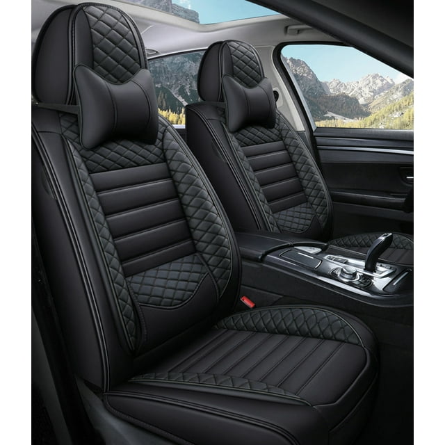 Maidao Car Seat Covers Leather Set for Mercedes-Benz for B250 2009-Present 5 Seats Front Rear Cushion Protector with Headrest Black